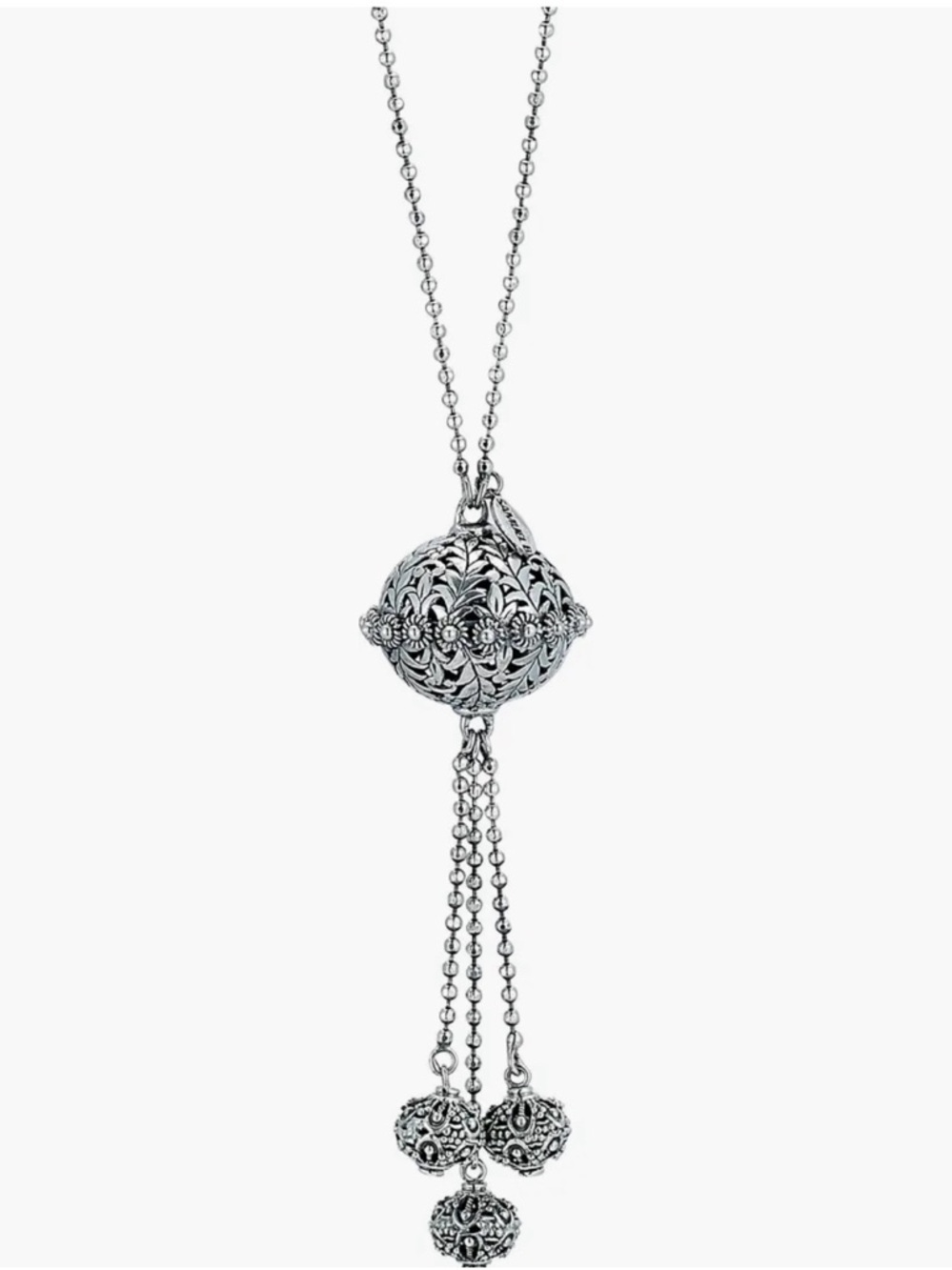 NWOT SAMUEL B. Filigree Tassel Y-Necklace Silver 925